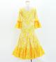 Kids Flamenco Flare Velvet Dress with Frills / Flower / yellow / JFDp-5