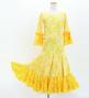 Kids Flamenco Flare Velvet Dress with Frills / Flower / yellow / JFDp-5