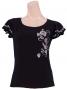 Flamenco T-shirt / Frilled Sleeve with Rose embroidery / GKD8sb