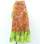 Flamenco Wrap Skirt with Frills / Flowers & Dots / Orange & Yellow Green / FMS-11