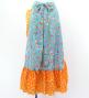 Flamenco Wrap Skirt with Frills / Roses & Dots / Light Blue & Orange / FMS-15