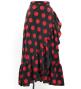 Flamenco Wrap Skirt with Frills / Polka Dots / Black & Red / FMS-1