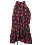Flamenco Wrap Skirt with Frills / Polka Dots / Black & Red / FMS-1