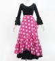 Flamenco Wrap Skirt with Frills / Polka Dots / Cherry Pink & White / FMS-2