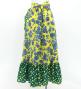 Flamenco Wrap Skirt with Frills / Roses & Dots / Dark Yellow & Turquoise Blue / FMS-5
