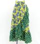 Flamenco Wrap Skirt with Frills / Roses & Dots / Dark Yellow & Turquoise Blue / FMS-5