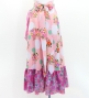 Flamenco Wrap Skirt with Frills / Flowers & Dots / Pink & Turquoise Blue / FMS-7