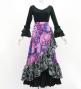 Flamenco Wrap Skirt with Frills / Patchwork Style & Paisley / Navy & Pink / FMS-9