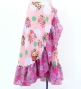 Kids Flamenco Wrap Skirt with Frills / Flowers & Dots / Pink & Turquoise Blue / JFMSp-3