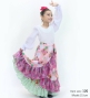 Kids Flamenco Wrap Skirt with Frills / Flowers & Dots / Pink & Turquoise Blue / JFMSp-3