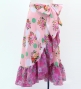 Kids Flamenco Wrap Skirt with Frills / Flowers & Dots / Pink & Turquoise Blue / JFMSp-3