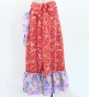 Kids Flamenco Wrap Skirt with Frills / Rose Paisley & Floral / Red & Pink / JFMSp-5