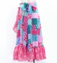 Kids Flamenco Wrap Skirt with Frills / Dots & Roses / Light Blue & Pink / JFMSp-7