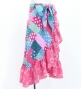 Kids Flamenco Wrap Skirt with Frills / Dots & Roses / Light Blue & Pink / JFMSp-7