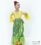 Kids Flamenco Wrap Skirt with Frills / Floral / Green / JFMSp-8
