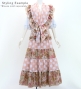 Flamenco Tiered Skirt and Double Frilled Shawl Set / Floral & Dots / Pink Beige / FPS-10