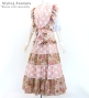 Flamenco Tiered Skirt and Double Frilled Shawl Set / Floral & Dots / Pink Beige / FPS-10