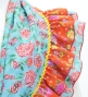 Flamenco Tiered Skirt and Double Frilled Shawl Set / Dots & Roses / Light Blue & Red / FPS-11