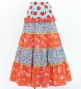 Flamenco Tiered Skirt and Double Frilled Shawl Set / Dots & Roses / Light Blue & Red / FPS-11