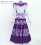 Flamenco Tiered Skirt and Double Frilled Shawl Set / Roses & Dots / Roses & Dots / Purple / FPS-12
