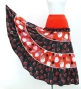 Flamenco Tiered Skirt and Double Frilled Shawl Set / Roses & Dots / Red & Black / FPS-13