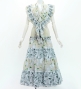 Flamenco Tiered Skirt and Double Frilled Shawl Set / Roses / Beige / FPS-14