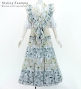 Flamenco Tiered Skirt and Double Frilled Shawl Set / Roses / Beige / FPS-14