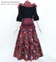 Flamenco Tiered Skirt and Double Frilled Shawl Set / Roses / Wine / FPS-15