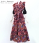 Flamenco Tiered Skirt and Double Frilled Shawl Set / Roses / Wine / FPS-15