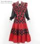 Flamenco Tiered Skirt and Double Frilled Shawl Set / Dots / Black & Red / FPS-1