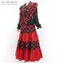 Flamenco Tiered Skirt and Double Frilled Shawl Set / Dots / Black & Red / FPS-1