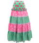 Flamenco Tiered Skirt and Double Frilled Shawl Set / Dots & Roses / Turquoise & Pink / FPS-4