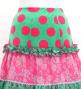Flamenco Tiered Skirt and Double Frilled Shawl Set / Dots & Roses / Turquoise & Pink / FPS-4
