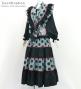 Flamenco Tiered Skirt and Double Frilled Shawl Set / Paisley & Dots / Black / FPS-5