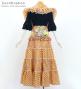 Flamenco Tiered Skirt and Double Frilled Shawl Set / Roses & Dots / Roses & Dots / Orange / FPS-6