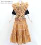 Flamenco Tiered Skirt and Double Frilled Shawl Set / Roses & Dots / Roses & Dots / Orange / FPS-6