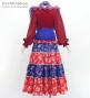 Flamenco Tiered Skirt and Double Frilled Shawl Set / Paisley / Navy & Red / FPS-7