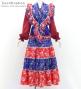 Flamenco Tiered Skirt and Double Frilled Shawl Set / Paisley / Navy & Red / FPS-7