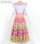 Flamenco Tiered Skirt and Double Frilled Shawl Set / Roses / Pink & Beige / FPS-8
