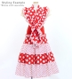 Kids Flamenco Tiered Skirt and Double Frilled Shawl Set / Dots / Red & White / JFPSp-1