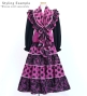 Kids Flamenco Tiered Skirt and Double Frilled Shawl Set / Dots & Roses / Wine & Black / JFPSp-2