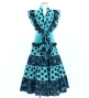 Kids Flamenco Tiered Skirt and Double Frilled Shawl Set / Dots & Roses / Light Blue & Black / JFPSp-3