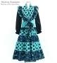 Kids Flamenco Tiered Skirt and Double Frilled Shawl Set / Dots & Roses / Light Blue & Black / JFPSp-3