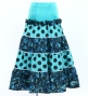 Kids Flamenco Tiered Skirt and Double Frilled Shawl Set / Dots & Roses / Light Blue & Black / JFPSp-3