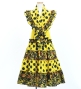 Kids Flamenco Tiered Skirt and Double Frilled Shawl Set / Dots & Roses / Yellow & Black / JFPSp-4