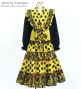 Kids Flamenco Tiered Skirt and Double Frilled Shawl Set / Dots & Roses / Yellow & Black / JFPSp-4