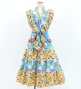 Kids Flamenco Tiered Skirt and Double Frilled Shawl Set / Bouquet & Dots / Light Blue & Orange / JFPSp-5
