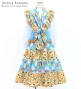 Kids Flamenco Tiered Skirt and Double Frilled Shawl Set / Bouquet & Dots / Light Blue & Orange / JFPSp-5