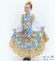 Kids Flamenco Tiered Skirt and Double Frilled Shawl Set / Bouquet & Dots / Light Blue & Orange / JFPSp-5