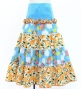 Kids Flamenco Tiered Skirt and Double Frilled Shawl Set / Bouquet & Dots / Light Blue & Orange / JFPSp-5